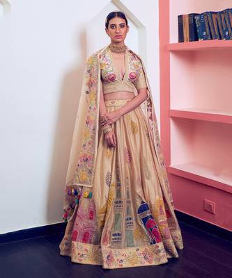 Beige Heritage Embroidered Lehenga Set 2