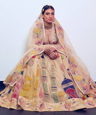 Beige Heritage Embroidered Lehenga Set 4