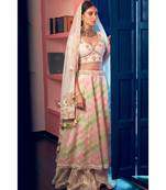 Off White Embroidered Layered Lehenga Set