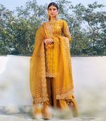 Mustard Embroidered Chanderi Sharara Set