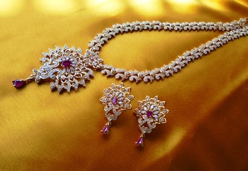 american diamond Long necklace set 