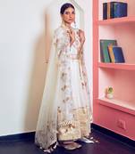 Ivory Embroidered Anarkali Set