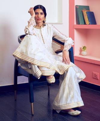 Ivory Wide Leg Embroidered Anarkali Set 2