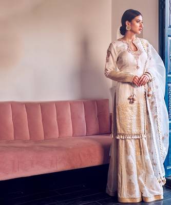 Ivory Embroidered Sharara set 2
