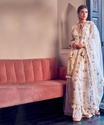 Ivory Embroidered Sharara set 1