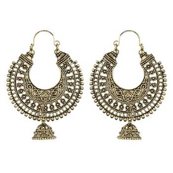 Ethnic Golden Metal Hoop Earrings 1