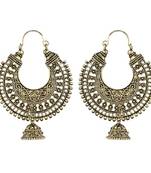 Ethnic Golden Metal Hoop Earrings