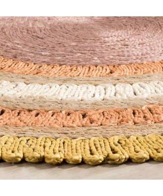 YADURAJ CARPETS Handwoven Natural Fiber Round Border Area Rug  2