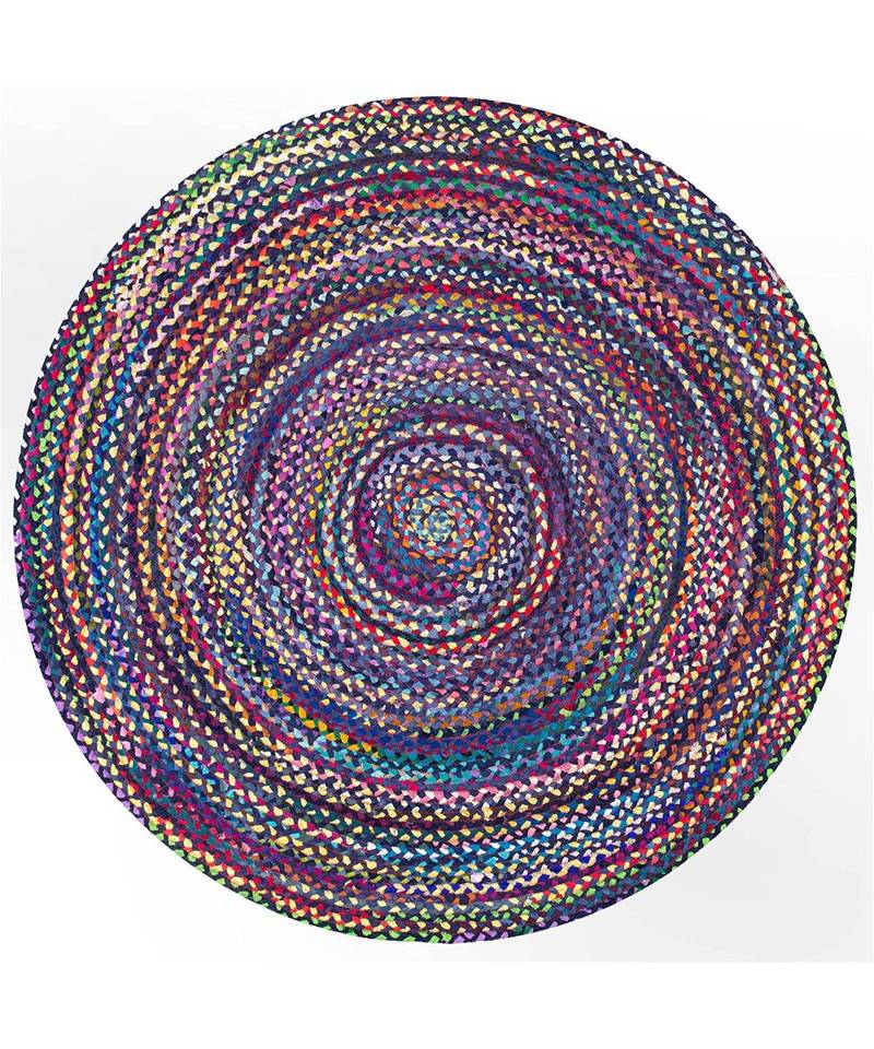 YADURAJ CARPETS Tammara Hand Braided Cotton Area Rug - Blue/Purple