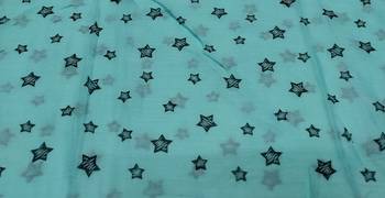 Soft Cotton Stole with Digital Star print and Bead Fringes - Sea Green 2