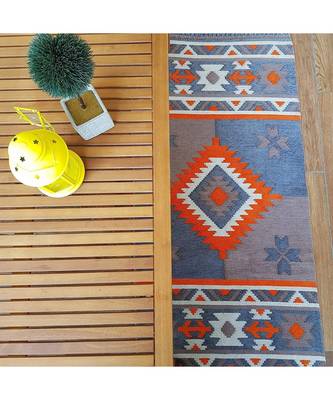 Vintage Floor Carpet | Cotton  |  Carpet  Living Room Mat  Room Dhurries  OrangeGrey  2