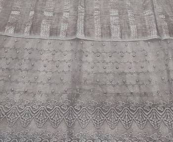 Specially Carfted Cotton and Net Hijabs/ stole - With Tiny Diamonds and Intricate Machine Embroidery - Light Purple 1