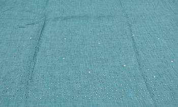 Classic and Simple Stole - With Beautiful Diamond and Pearl Stones on One side of the stole - Turquiose Blue 1