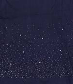 Classic and Simple Stole - With Beautiful Diamond and Pearl Stones on One side of the stole - Dark Blue