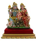 ESVAR STONECRAFT MDF Platform with Poly Resin Sculpture of Shiv Parvaar