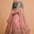 Peach and Green Lehenga Choli with Mirror and EMBROIDERED Designs