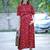 Womens Maroon Floral Fit and flare Midi Rayon Maternity & Nursing Dress