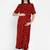 Womens Maroon Floral Fit and flare Midi Rayon Maternity & Nursing Dress