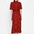Womens Maroon Floral Fit and flare Midi Rayon Maternity & Nursing Dress