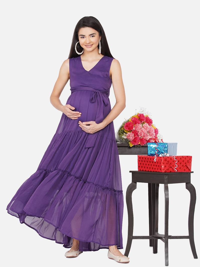 strapless open back dress Pinkblush Lavender Chiffon Maternity Dress