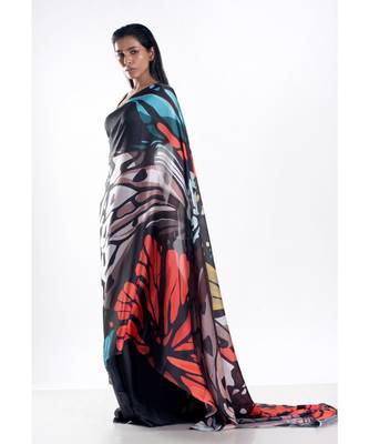 clubtail digital printed satin georgette saree 1