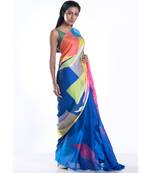 crystal digital printed satin georgette saree