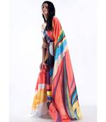 sorbet digital printed satin georgette saree