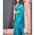 teal blue lurex georgette saree with border
