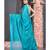 teal blue lurex georgette saree with border
