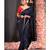 navy blue georgette saree with lurex gold stripes and scallop embroidered border