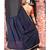navy blue georgette saree with lurex gold stripes and scallop embroidered border