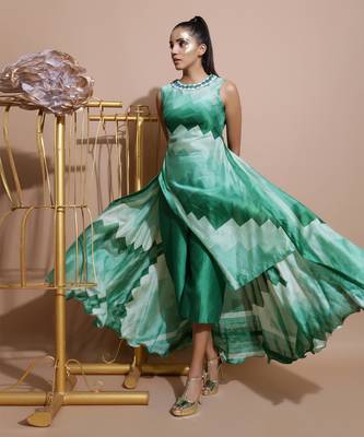 Green Abstract Culottes Set 1