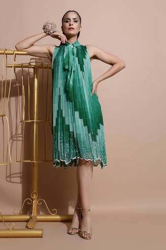 Green Embroidered Dress