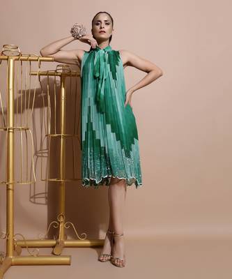 Green Embroidered Dress 1