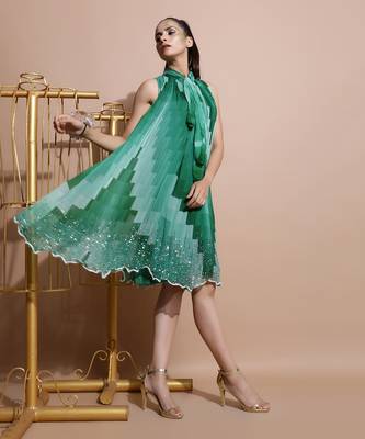 Green Embroidered Dress 2