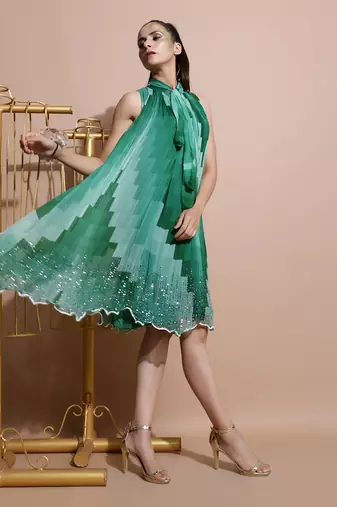 Green Embroidered Dress