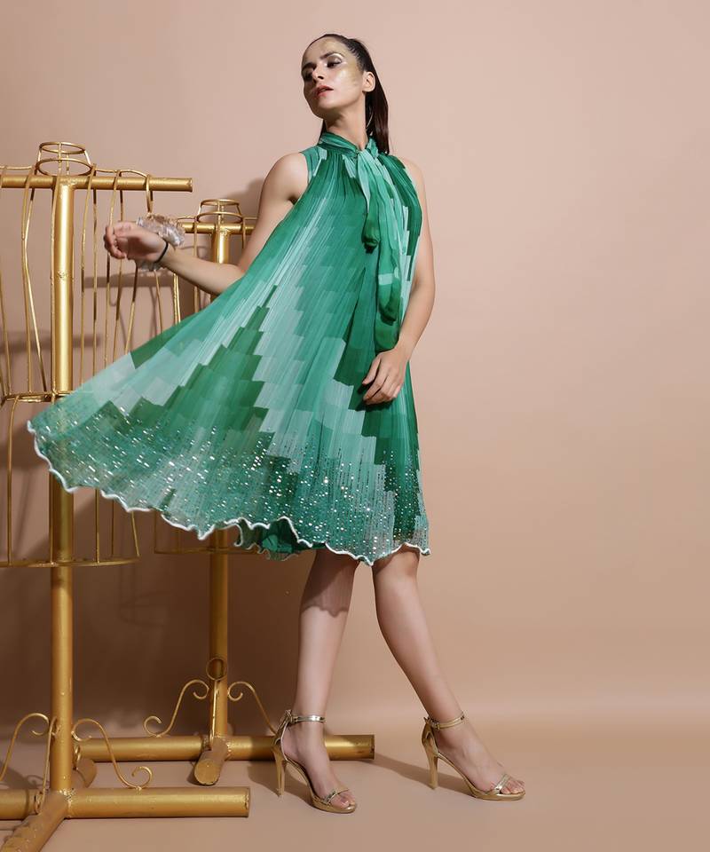 Green Embroidered Dress