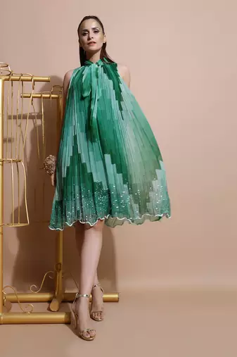 Green Embroidered Dress