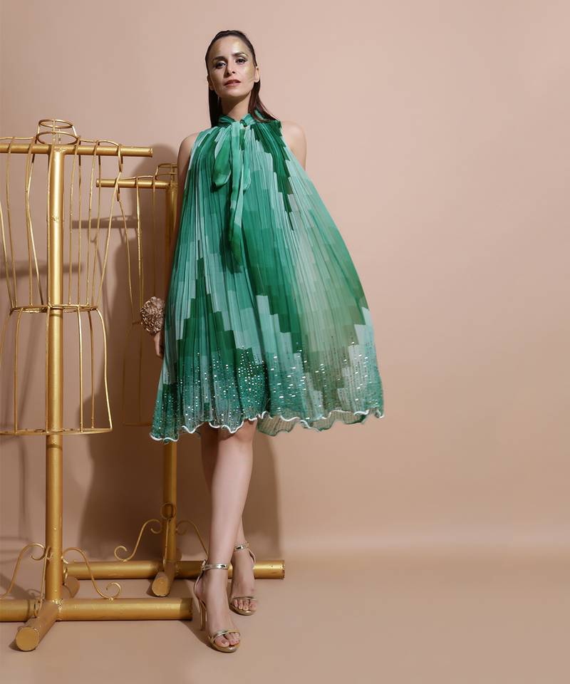 Green Embroidered Dress