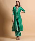 Green Embroidered Top And Pant 