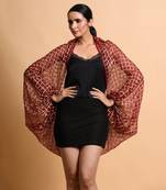 Deep Red Cubic Print Cape 