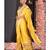 yellow khaddi pure chiffon silk saree with border and pallu