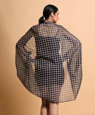 Navy Cubic Print Cape  3