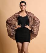 Brown Cubic Print Cape