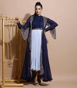 Navy Organza Long Jacket 