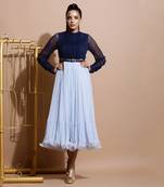 Navy And Sky Blue Midi Dress 