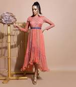 Salmon Burfee Tier Midi Dress 