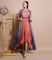 Salmon Burfee Tier Midi Dress With Jacket