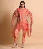 Salmon Burfee Print Button Cape