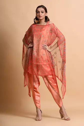 Salmon Burfee Print Cape Set